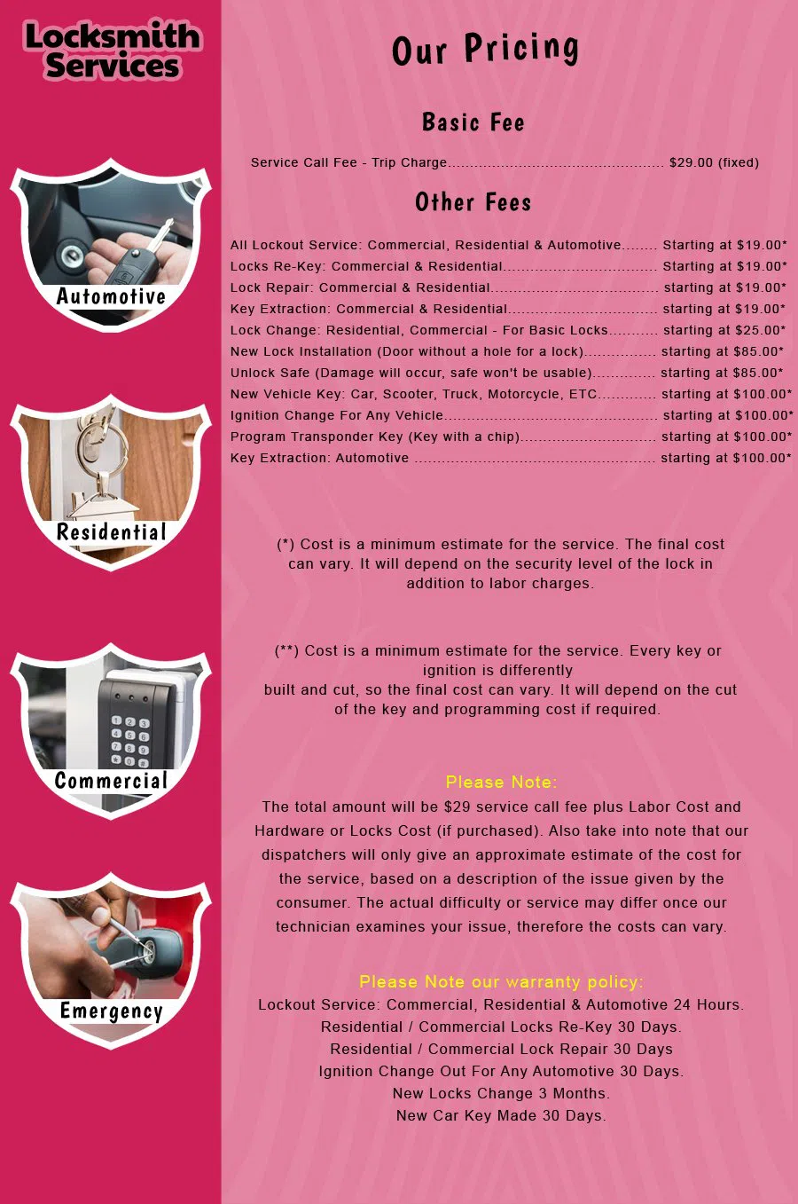 Somerville NJ Locksmith Store Somerville, NJ 908-375-6265 - price-list-c-18